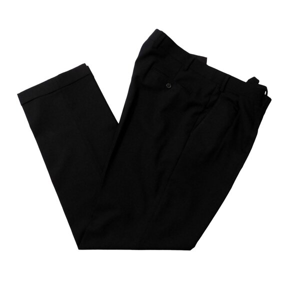 Ralph Lauren Slacks Mens Size 36x32 Black Pleated Cuffed Business Dress Pant - Picture 1 of 7